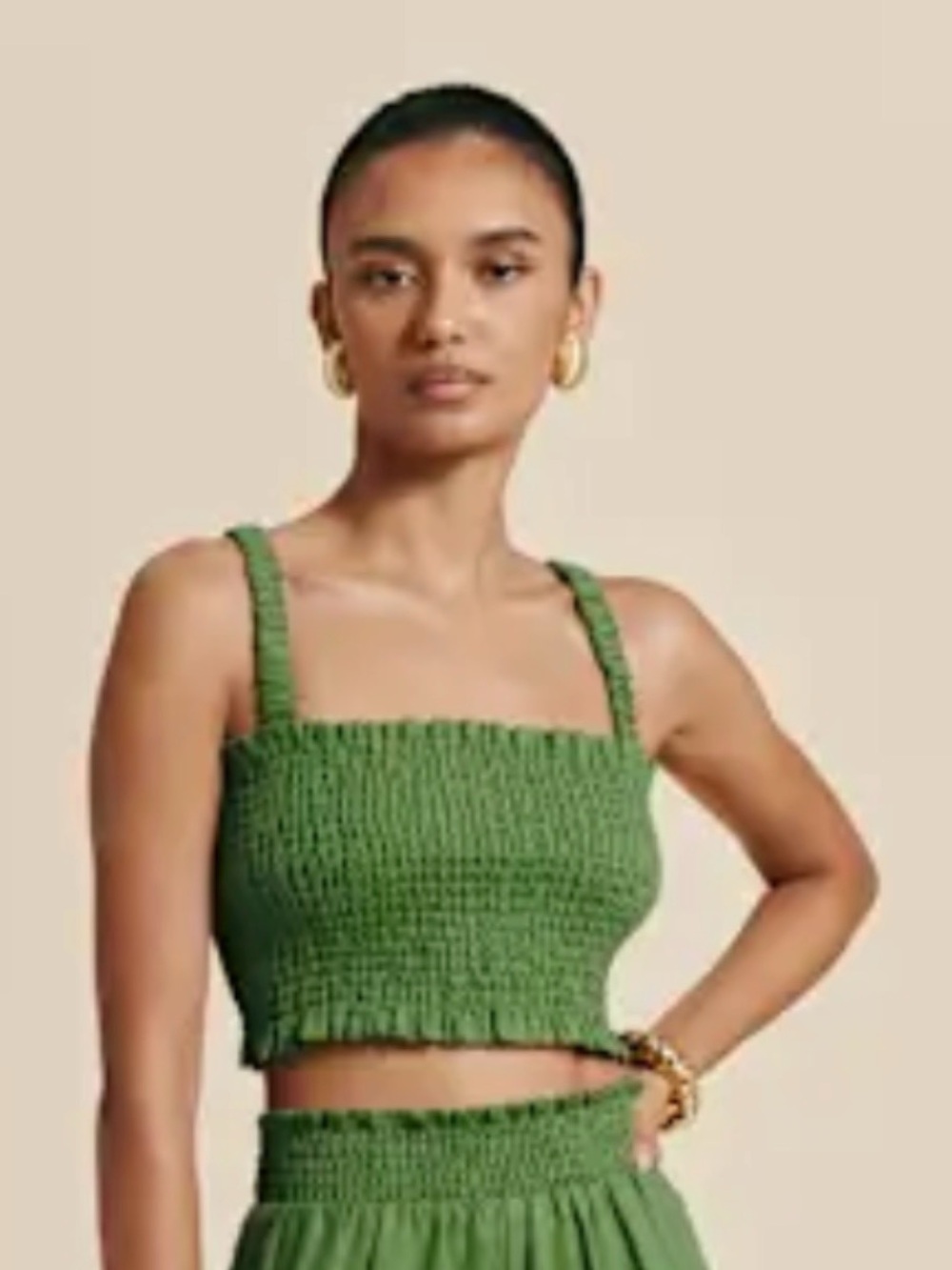 Reformation- 100% Linen Green Cropped Tank Top - Women size 12